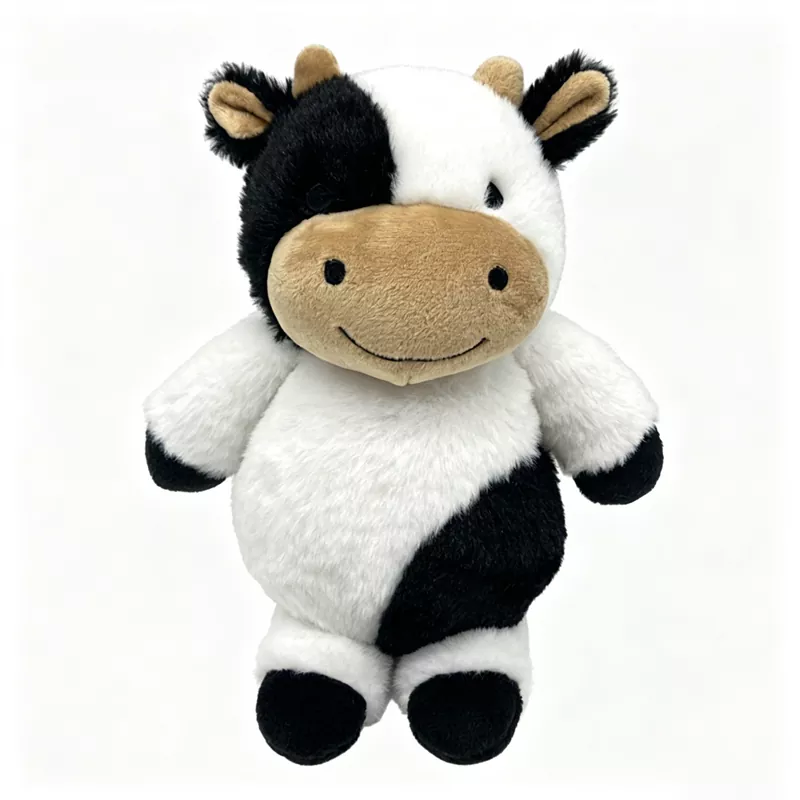 Peluche soffice mucca in bianco e nero