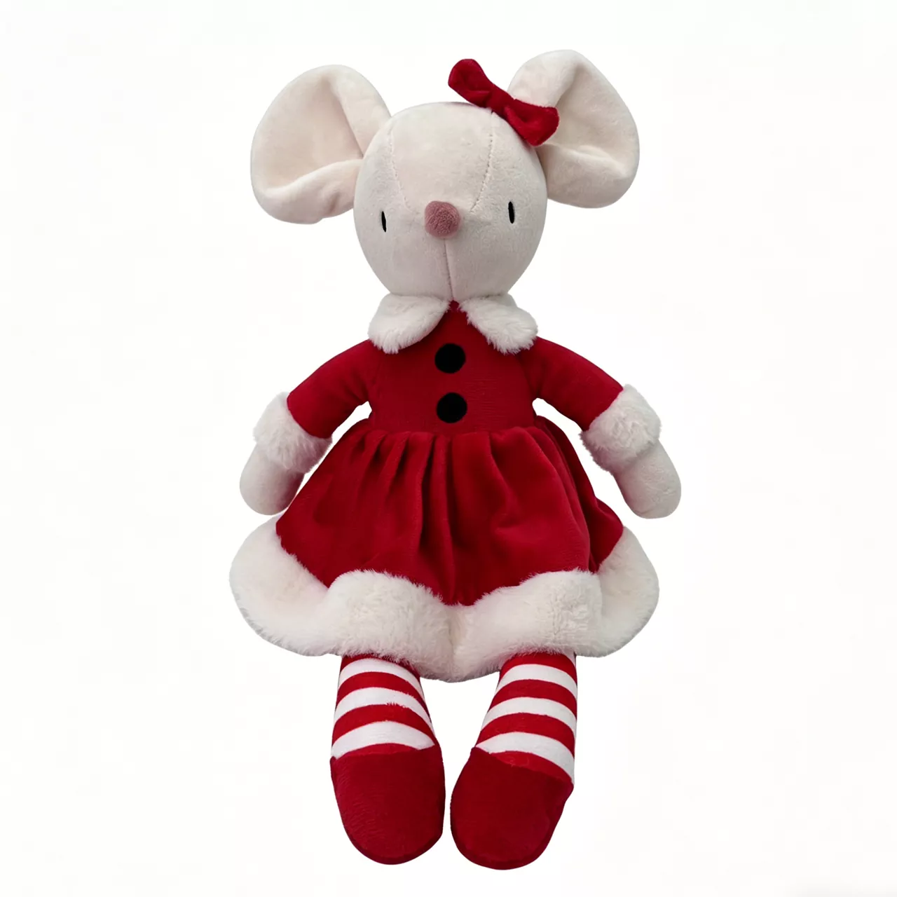 Peluche natalizio con topo vestito rosso con le gambe lunghe