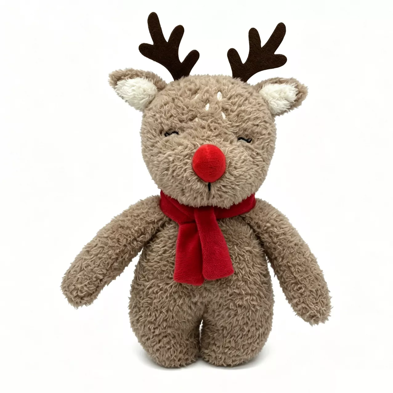 Peluche natalizio con renna dal naso rosso
